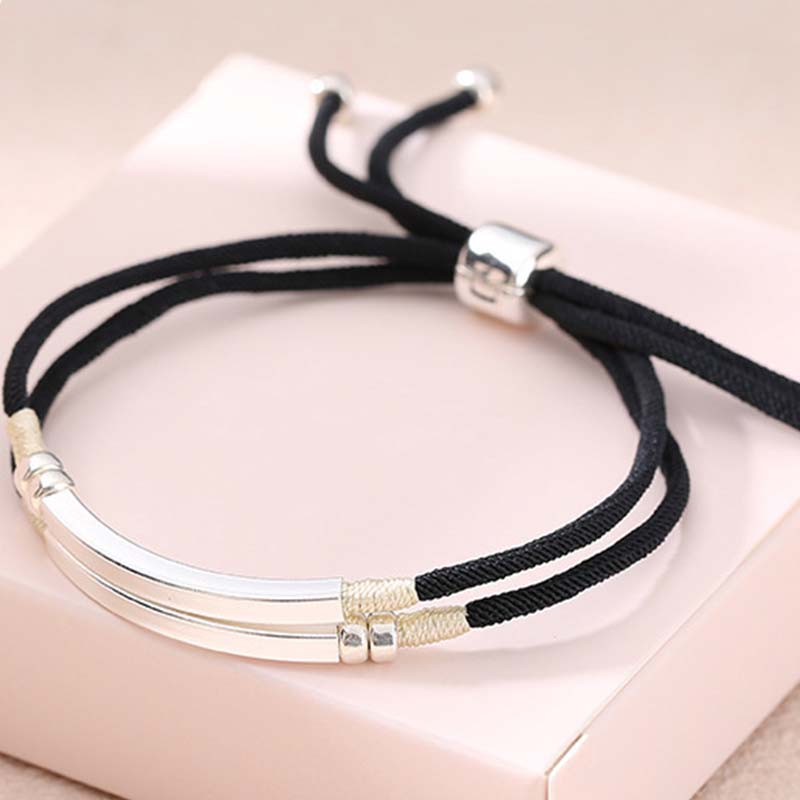 Buddha Stones Armband aus 925er-Sterlingsilber mit roter Schnur und mehrlagigem Geflecht