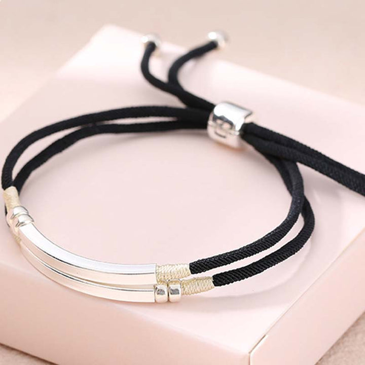 Buddha Stones Armband aus 925er-Sterlingsilber mit roter Schnur und mehrlagigem Geflecht