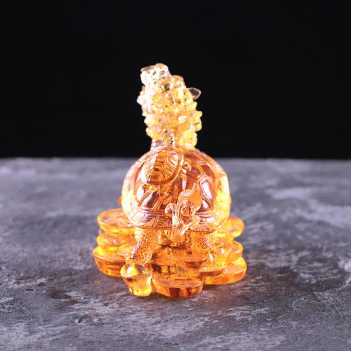 Buddha Stones, Feng Shui, Drache, Schildkröte, Münzen, handgefertigt, Liuli-Kristall, Glückskunst, Dekoration für Zuhause und Büro