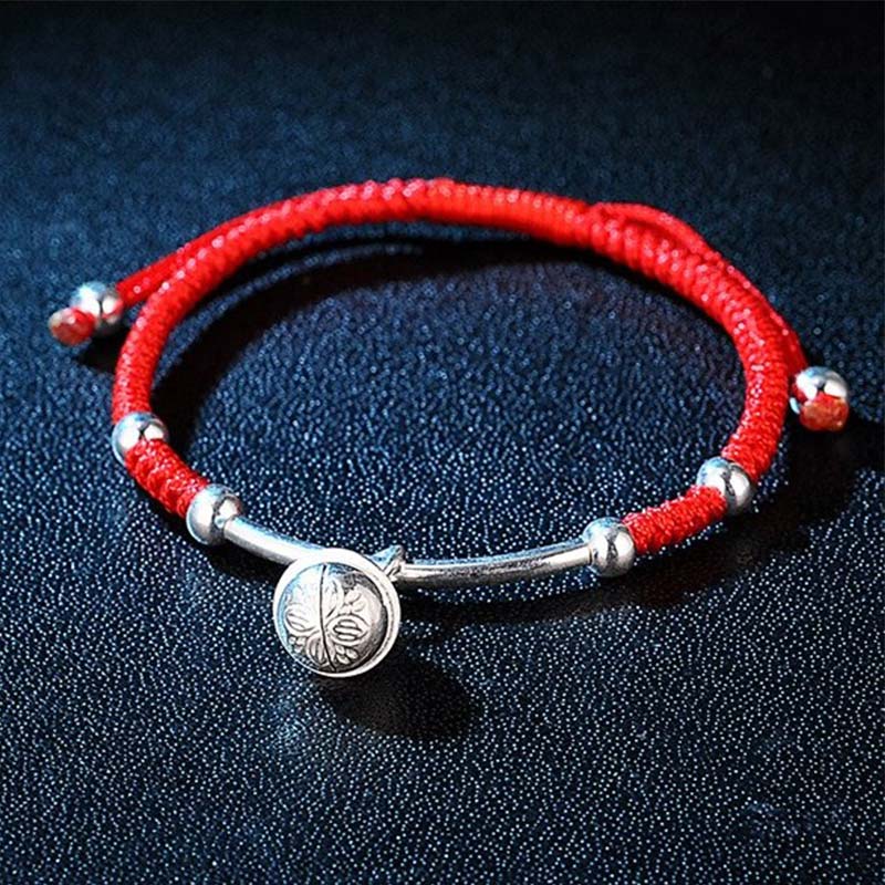 Buddha Stones FengShui Lucky Red String Bell Armband