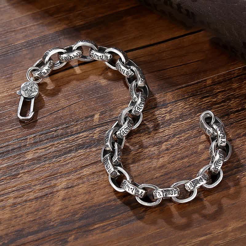 925 Sterling Silber Om Mani Padme Hum gravierter Friedensarmband-Armreif