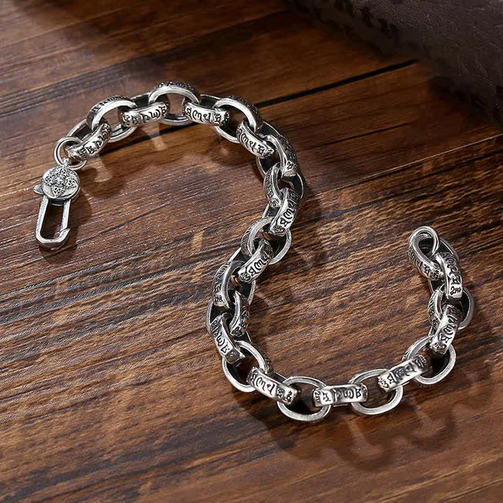 925 Sterling Silber Om Mani Padme Hum gravierter Friedensarmband-Armreif