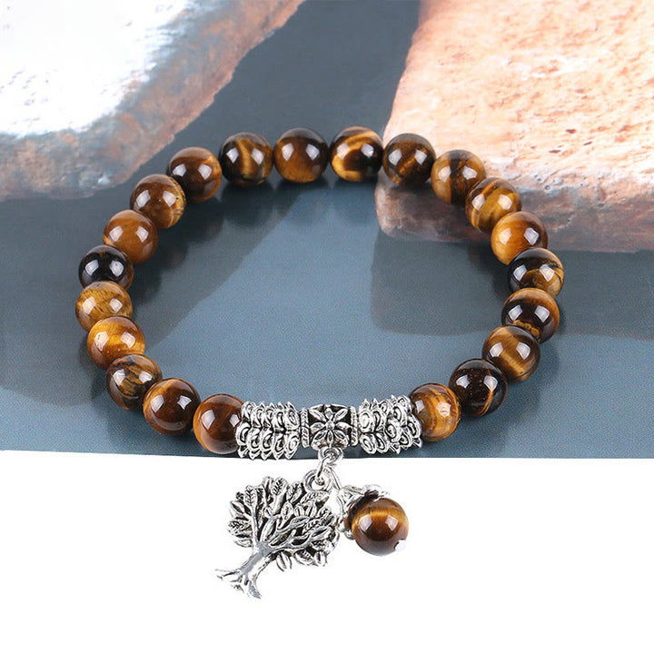 Buddha Stones, natürlicher Edelstein, Baum des Lebens, Glücksbringer, Stretch-Armband