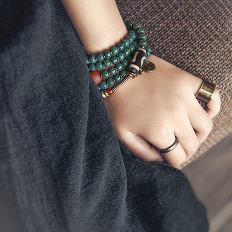 108 Mala-Perlen, Bodhi-Samen, Dzi-Perlen, Weisheitsarmband