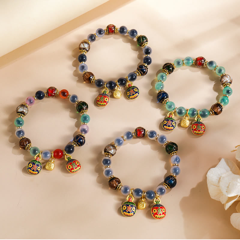 Buddha Stones, buntes Bonbon-Achat-Gold, schluckendes Biest, Familie Liuli, Glasperlen, Stärke-Armband
