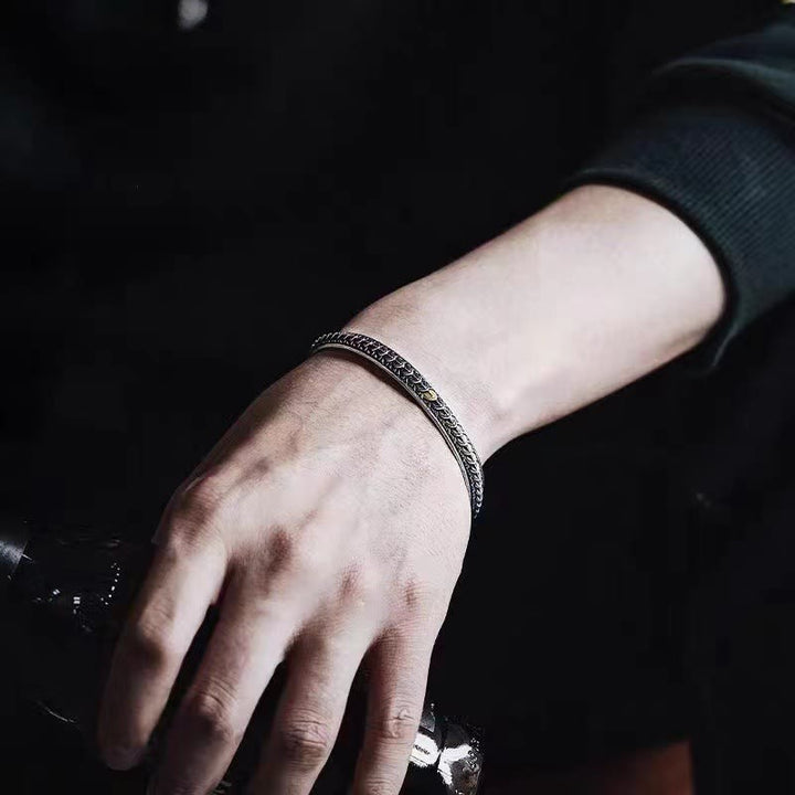 Armreif mit Buddha Stonesn, Vintage-Stil, Drachenschuppen-Muster, Glück, Reichtum