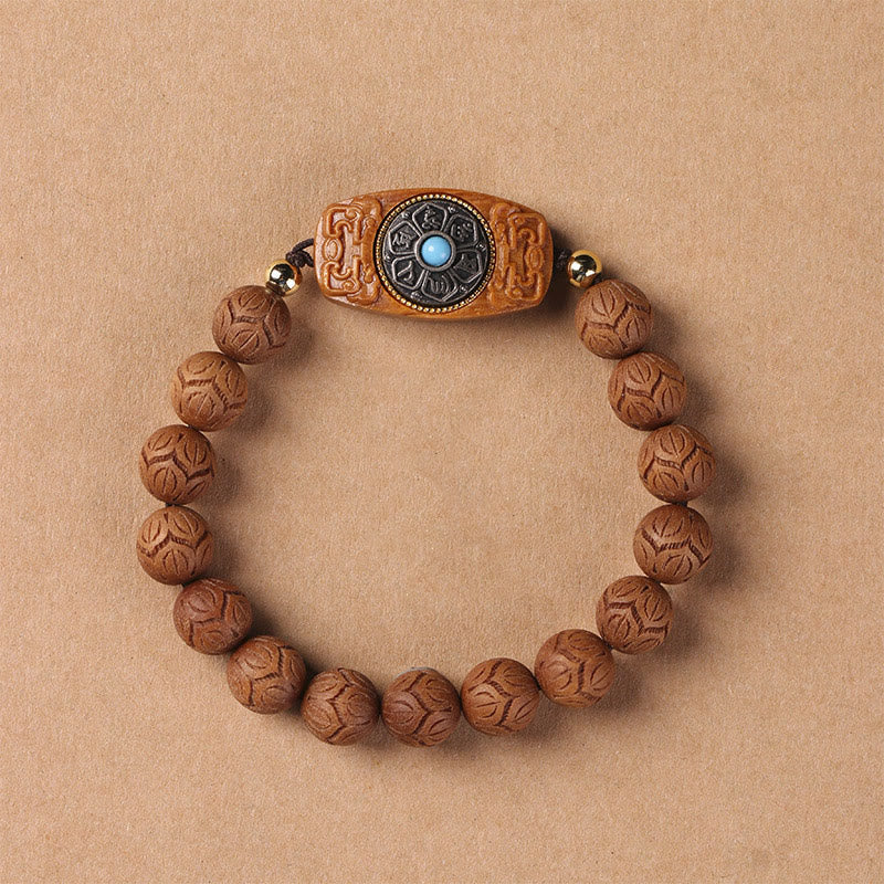 Buddha Stones, grünes Sandelholz, Ebenholz, Sandelholz, Om Mani Padme Hum, beruhigendes Armband
