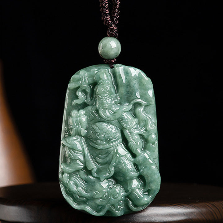 Natürliche Jade Guan Gong Amulett Reichtum Halskette Anhänger