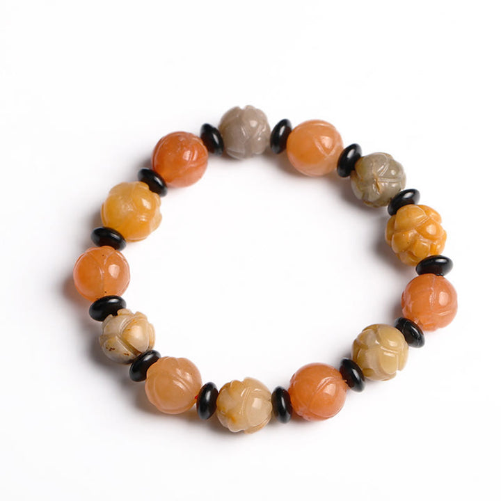 Goldenes Seiden-Jade-Lotus-Armband für Reichtum und Glück