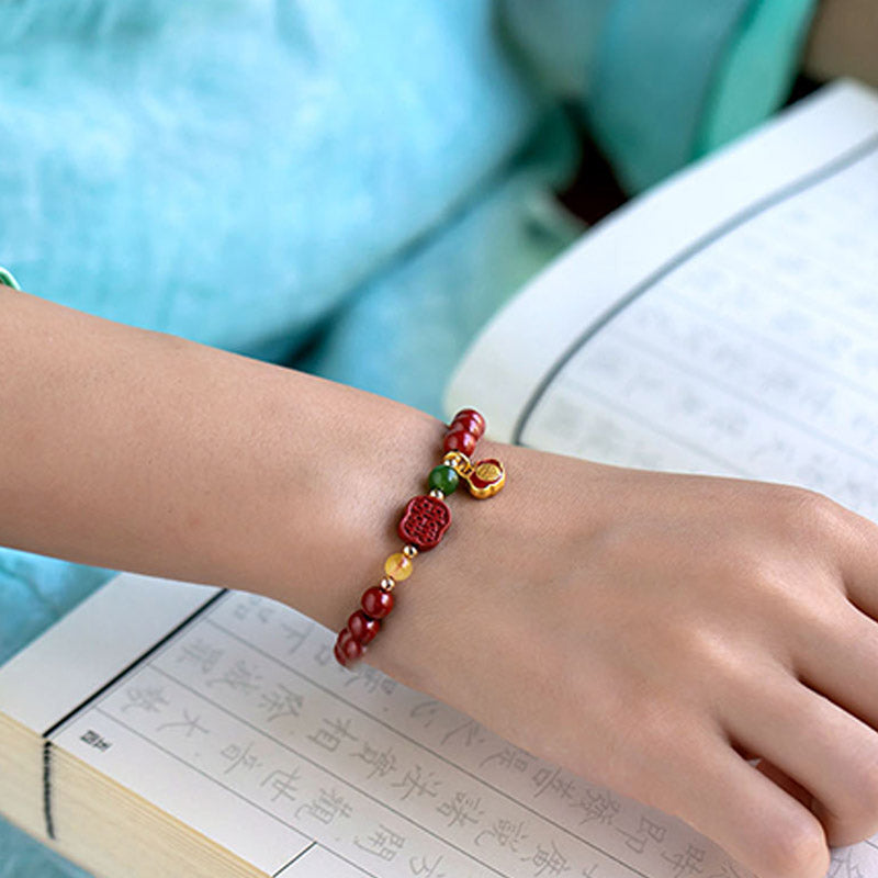 Buddha Stones Zinnober-Glücks-Ruhe-Armband