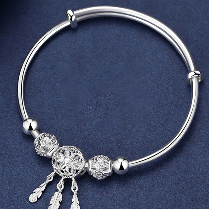 Tibetisches Weiß Kupfer-Segen-Traumfänger-Charm-Armband