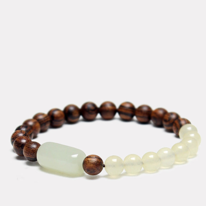 Buddha Stones Jade Sandelholz Glück Fülle Armband