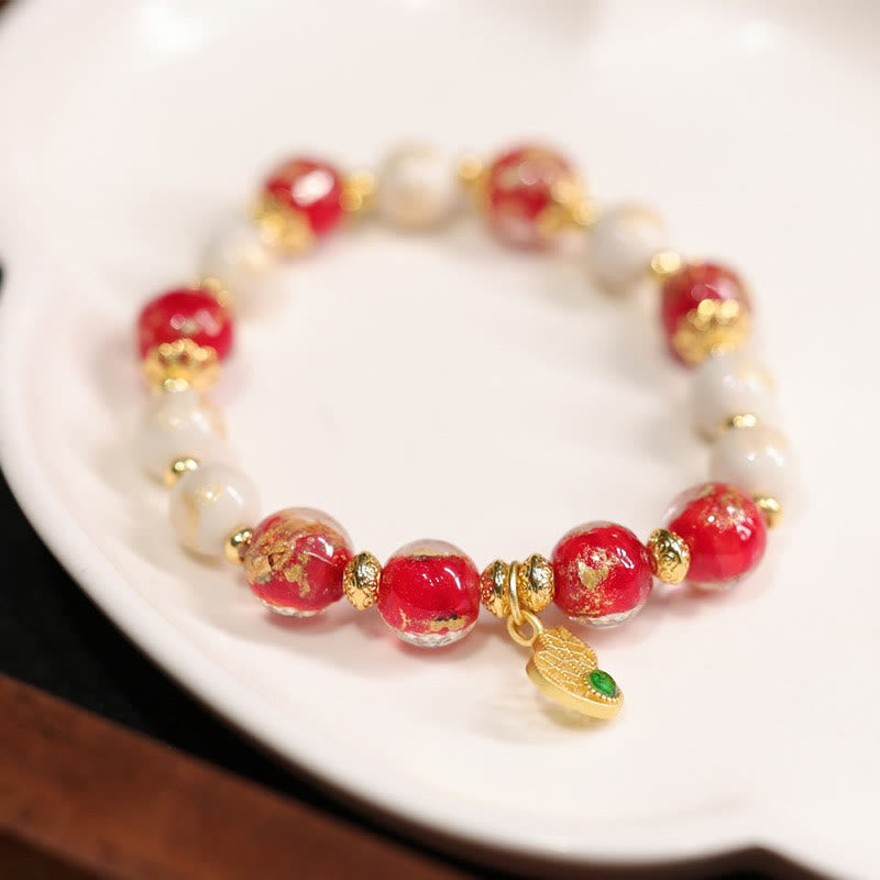 Armband mit Buddha Stonesn, Kürbis, Gott des Reichtums, Glücksbringer, Liuli, Glasperlen, Weihrauch, Asche, Porzellanperlen