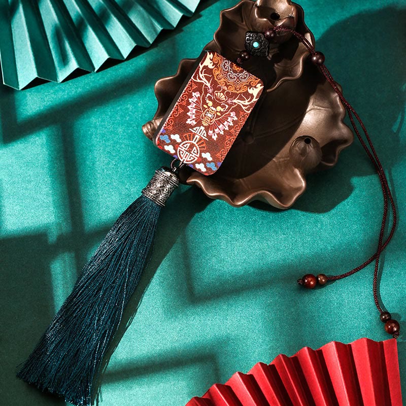 Buddha Stones, handgefertigt, Elch, Hirsch, Ebenholz, Balance-Quaste, Auto-Hängedekoration