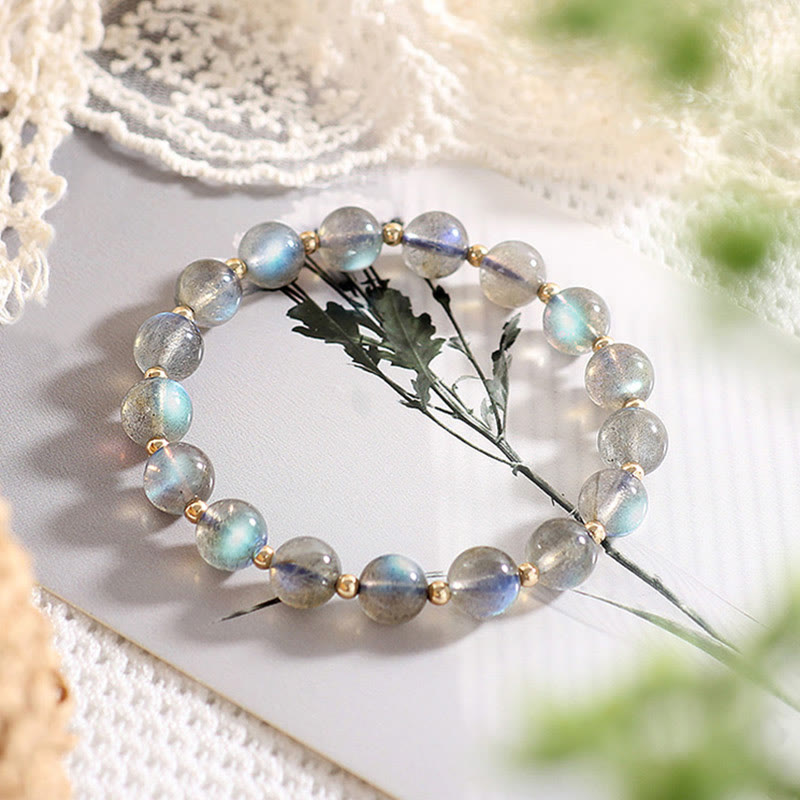 Buddha Stones 14 Karat vergoldetes natürliches Mondstein-Heilungs-Liebesarmband