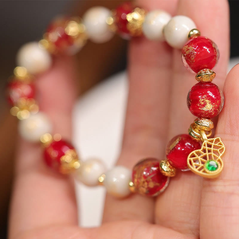 Armband mit Buddha Stonesn, Kürbis, Gott des Reichtums, Glücksbringer, Liuli, Glasperlen, Weihrauch, Asche, Porzellanperlen