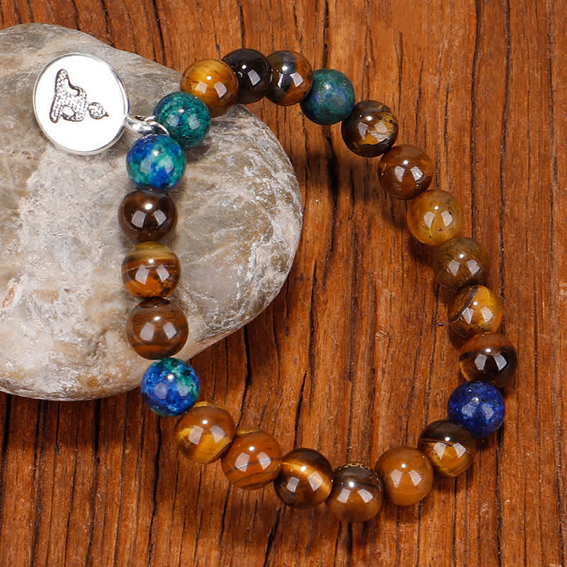 Buddha Stones, 108 Mala-Perlen, Tigerauge, Buddha-Stärke, Armband, Quaste, Halsketten-Anhänger