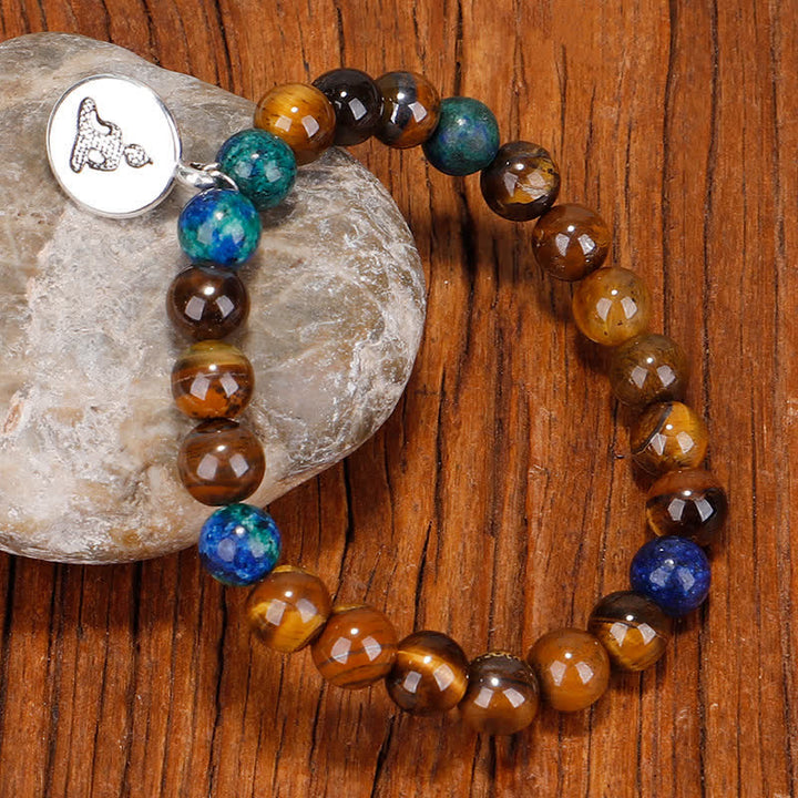 Buddha Stones, 108 Mala-Perlen, Tigerauge, Buddha-Stärke, Armband, Quaste, Halsketten-Anhänger