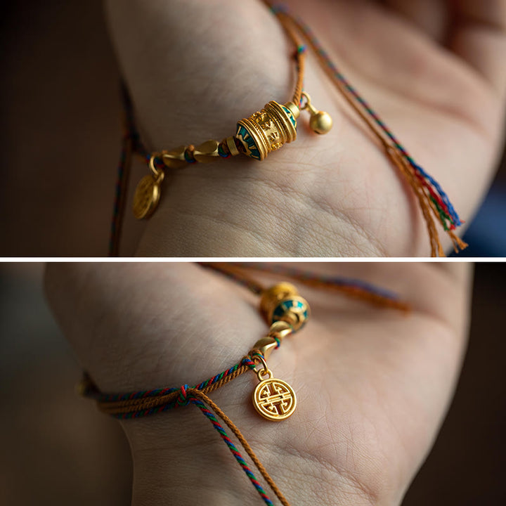 Buddha Stones, tibetisch, handgefertigt, Om Mani Padme Hum, Gebetsmühle, Schutz, Stärke, Schnur-Armband