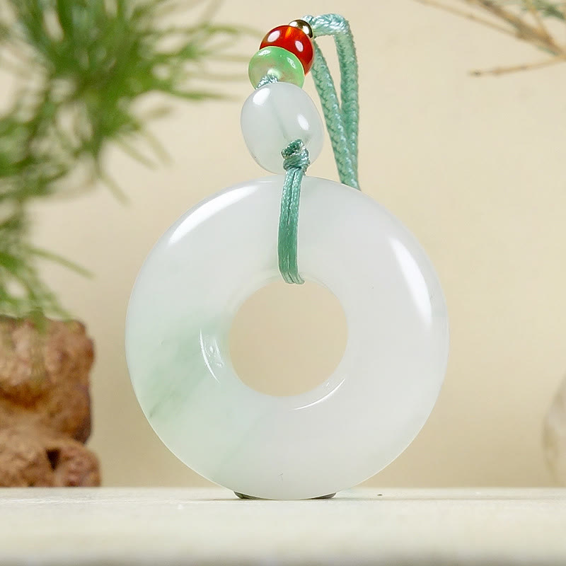 Halsketten-Anhänger mit Buddha Stonesn, natürlicher Jade, Friedensschnalle, Wohlstand