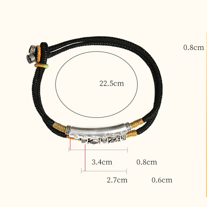 Buddha Stones 999 Sterling Silber Handgefertigtes Om Mani Padme Hum Peace geflochtenes Armband