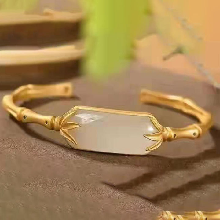 Buddha Stones 925 Sterling Silber Weiß Jade Glücksarmband Verstellbarer Armreif