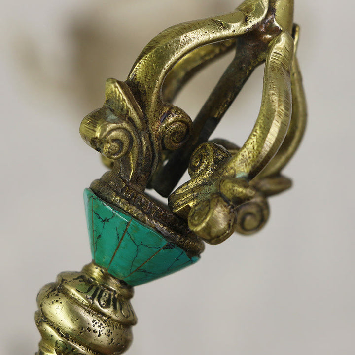 Buddha Stones, tibetische fünfzackige Vajra-Dorje-Handarbeit, Nepal, spirituelle Kraft, Kupfer-Dekoration