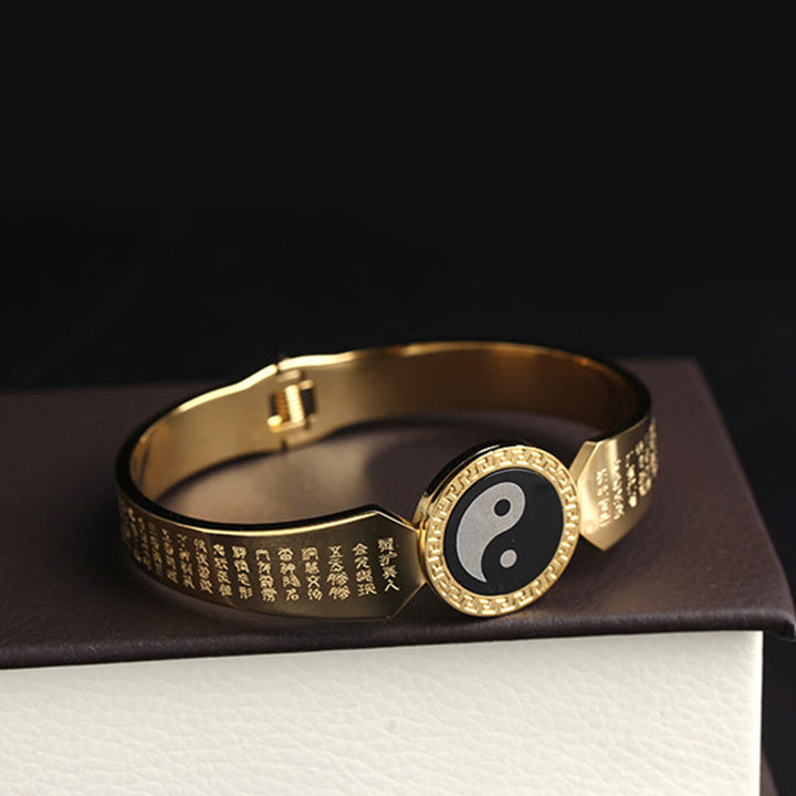Buddha Stones, Yin Yang, Lotus, Om Mani, Padme Hum, Mantra, Titanstahl, Harmonie-Armband