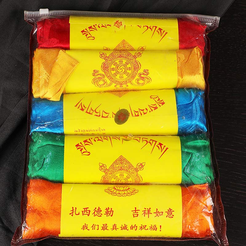 Buddha Stones, tibetischer Segen, verheißungsvoll, 5 Farben, Jacquard-Khata-Dekoration