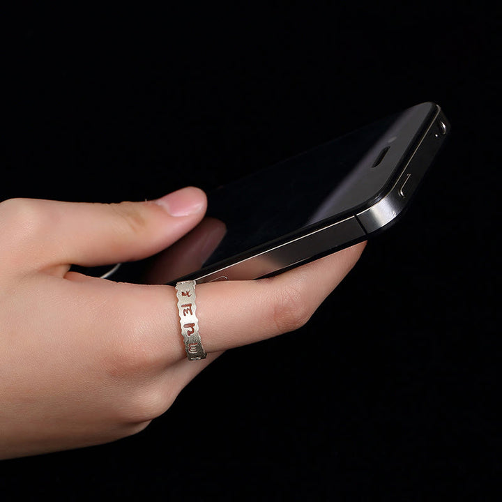 Buddha Stones Tibetischer 925 Sterling Silber Om Mani Padme Hum Peace Hohlring