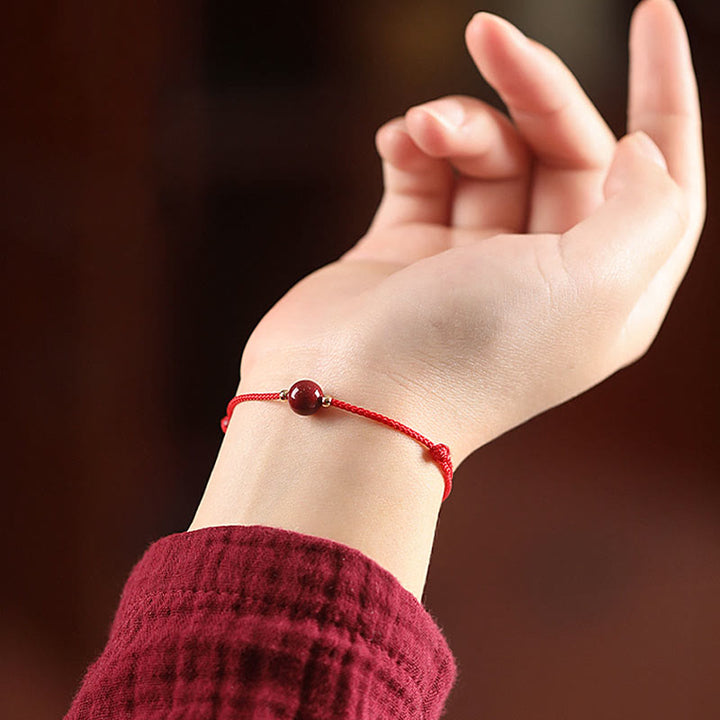 Buddha Stones Natural Lucky Cinnabar Bead Blessing String Armband Fußkettchen