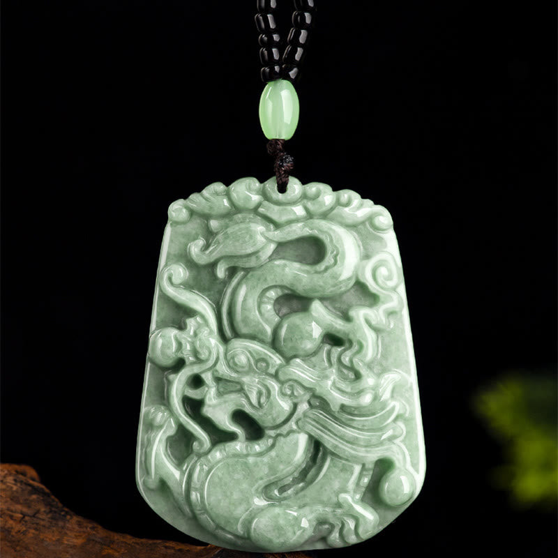 Buddha Stones, Jahr des Drachen, chinesisches Sternzeichen, Drache, aufsteigender Jade-Schutz, Perlenkette, Halsketten-Anhänger