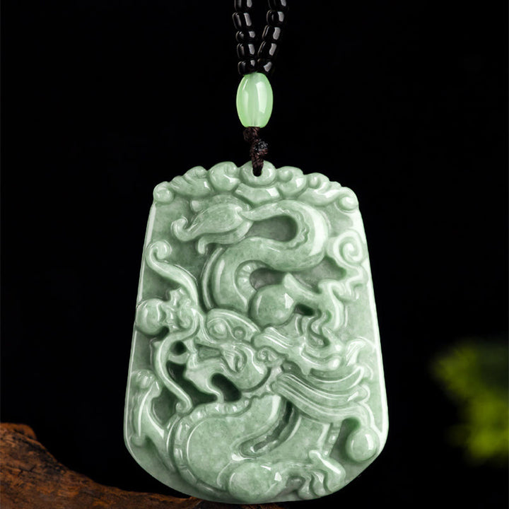 Buddha Stones, Jahr des Drachen, chinesisches Sternzeichen, Drache, aufsteigender Jade-Schutz, Perlenkette, Halsketten-Anhänger