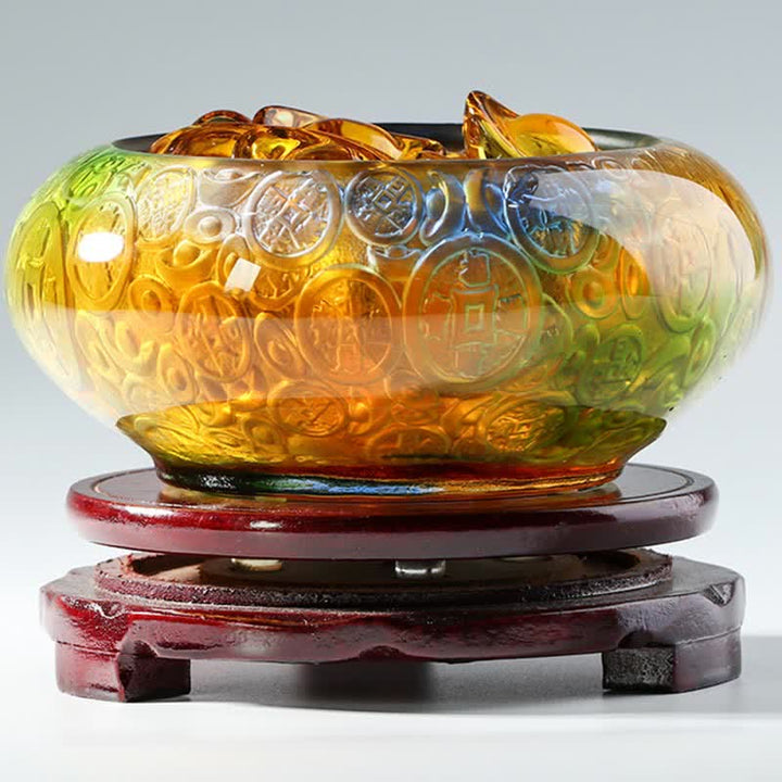 Handgefertigte Liuli Kristall-Schatzschale, Barren, Kunststück, Heimdekoration