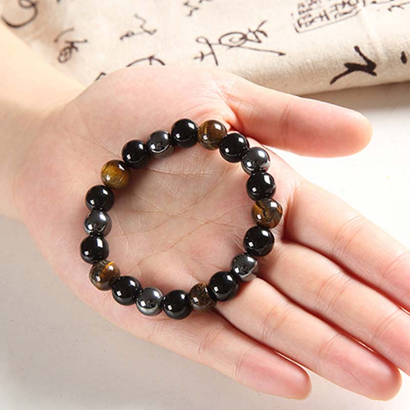 Buddha Stones Tibetisches Tigerauge-Armband-Halsketten-Set