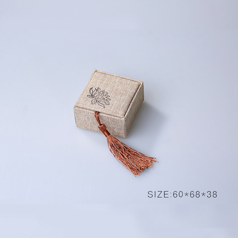 Buddha Stones, Lotus-Muster, Schmuck-Aufbewahrungsbox, Geschenkbox, Quasten