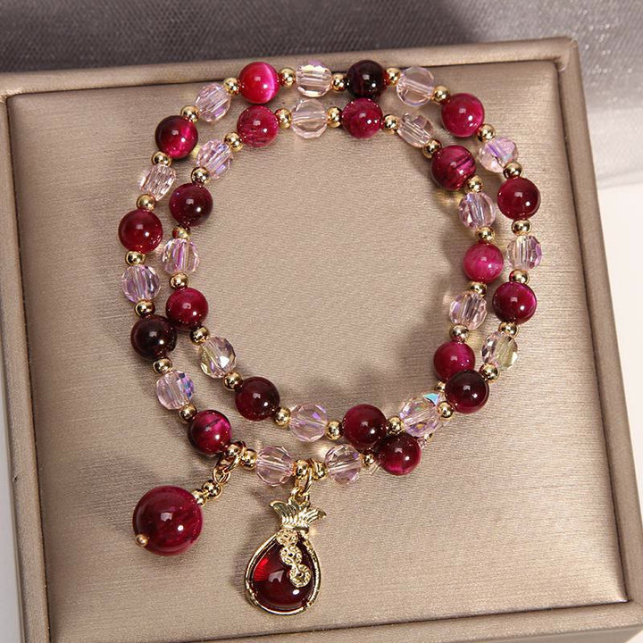 Tigerauge Pixiu Fuchs Geldbeutel Schutz Selbstvertrauen Doppelt gewickeltes Armband