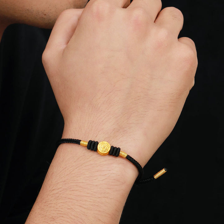 Buddha Stones Jahr des Drachen 999 Gold Tai Sui Amulett Big Dipper Luck Handgefertigtes Armband