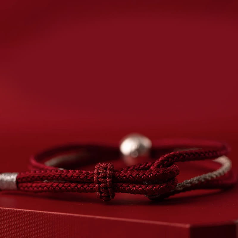 Buddha Stones 925 Sterling Silber Tibetisches Zakiram-Göttin des Reichtums-Glücksseil-Armband