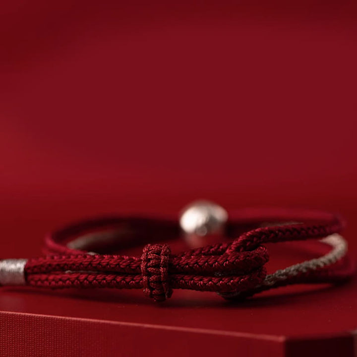 Buddha Stones 925 Sterling Silber Tibetisches Zakiram-Göttin des Reichtums-Glücksseil-Armband