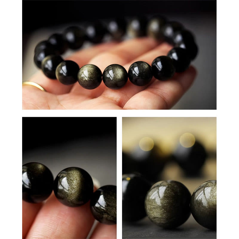 Armband mit Buddha Stonesn, 925er-Sterlingsilber, chinesisches Sternzeichen, Natal-Buddha, natürlicher Goldglanz, Obsidian-Bernstein, Reichtumsschutz-Armband