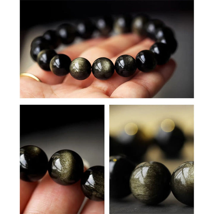 Armband mit Buddha Stonesn, 925er-Sterlingsilber, chinesisches Sternzeichen, Natal-Buddha, natürlicher Goldglanz, Obsidian-Bernstein, Reichtumsschutz-Armband