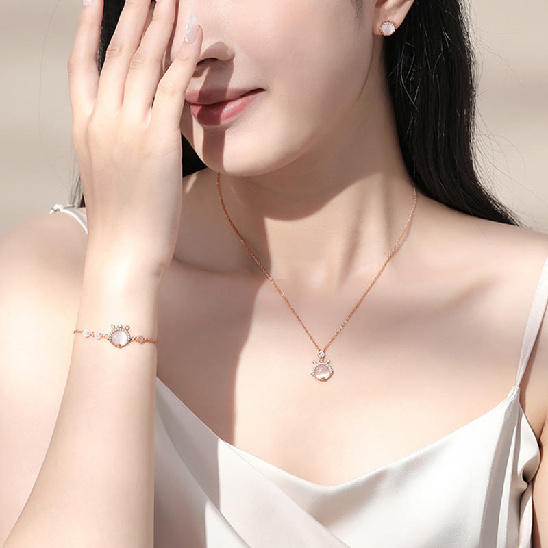 Buddha Stones 925 Sterling Silber Jahr des Drachen Katzenauge Niedlicher Drache Kupfer Münze Schutz Armband Halskette Anhänger Ohrringe