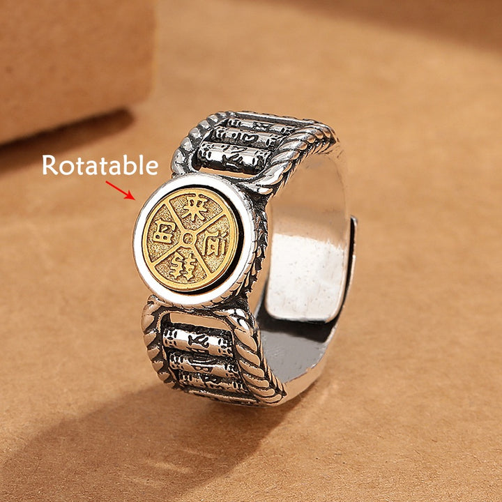 Buddha Stones, tibetischer Om Mani Padme Hum, geschnitztes Design, Kupfermünze, Reinheit, drehbarer Ring