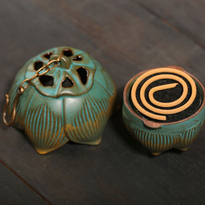 Buddha Stones Lotus Meditation Räuchergefäß zum Aufhängen, Dekoration