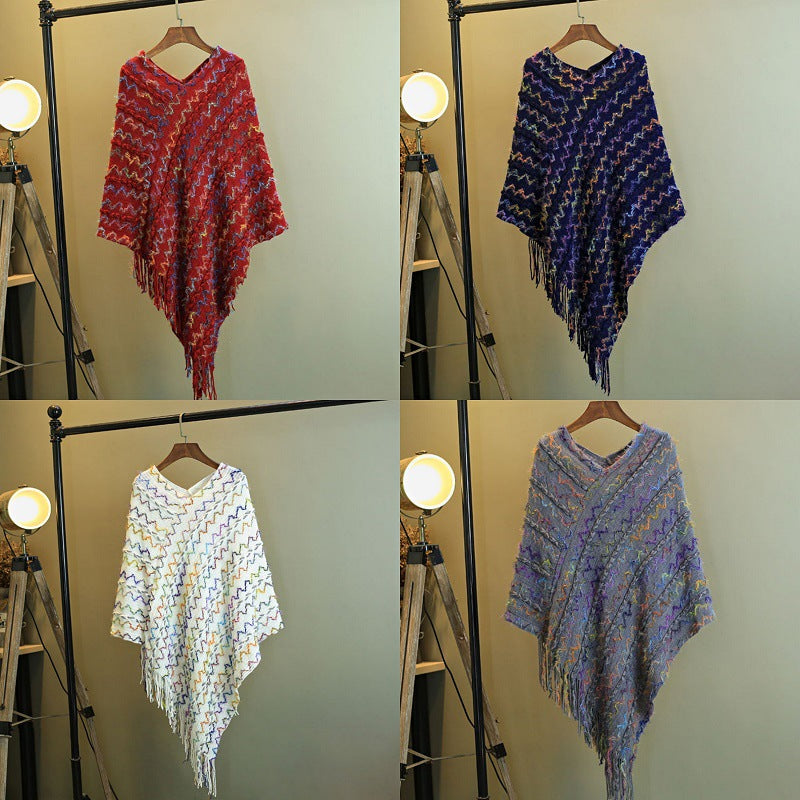Buddha Stones Tibetischer bunt gestreifter Schal mit Quasten, Pullover für den Winter, gemütlicher Reiseschal