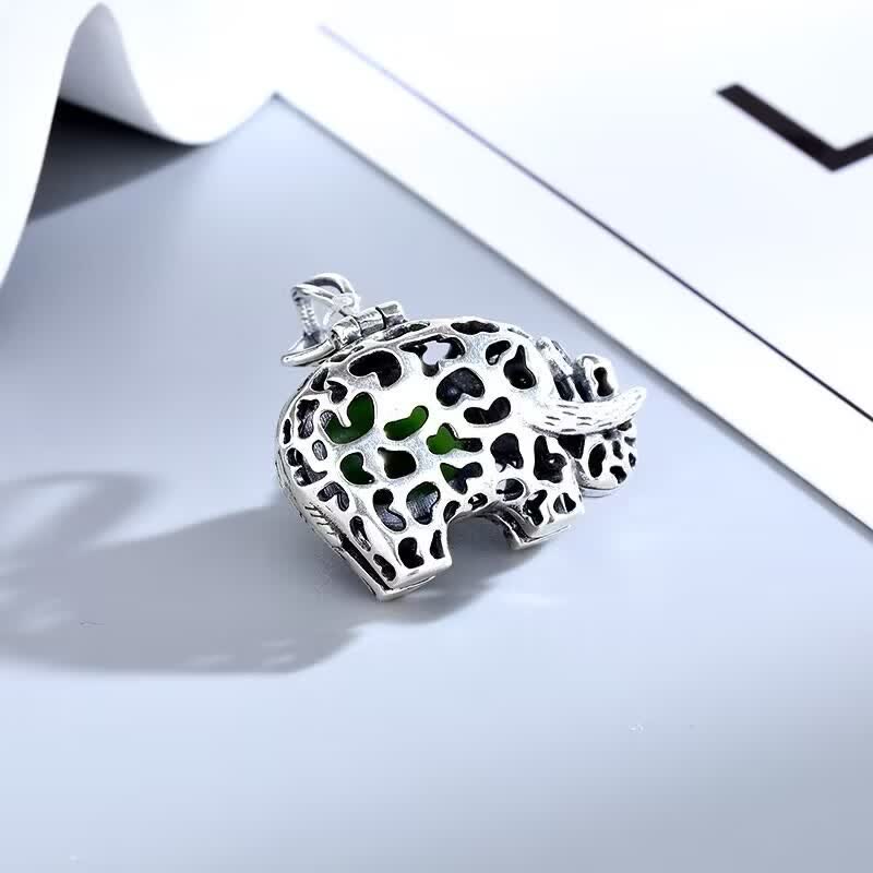 925 Sterling Silber Hetian Cyan Jade Elefant Erfolg Halskette Anhänger