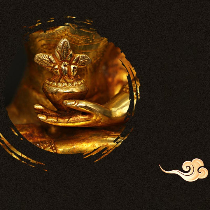 Buddha Shakyamuni Medizin Buddha Mitgefühl Kupfer vergoldet Statue Dekoration