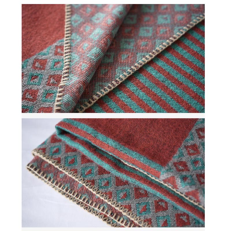 Buddha Stones Tibetischer Schal, gestreift, Rautenmuster, für den Winter, warm, weich