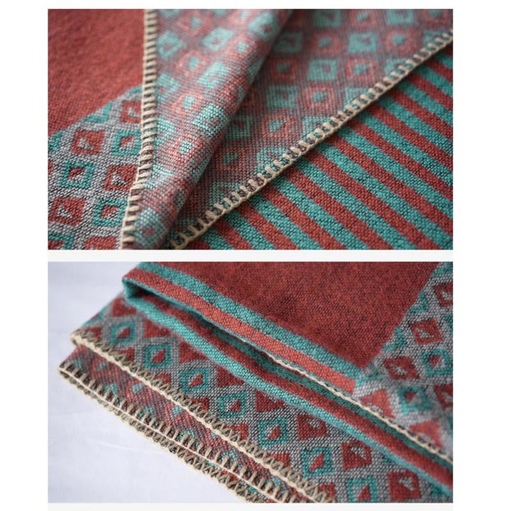 Buddha Stones Tibetischer Schal, gestreift, Rautenmuster, für den Winter, warm, weich